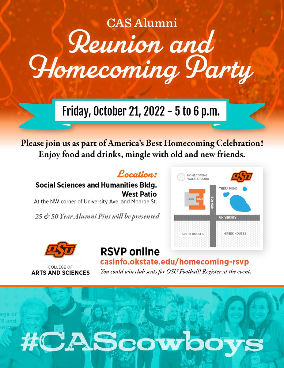 This is for you, College of Arts and Sciences Alumni! Register for the CAS Reunion and Homecoming Party here: casinfo.okstate.edu/homecoming-rsvp #CAScowboys #OKState #Homecoming