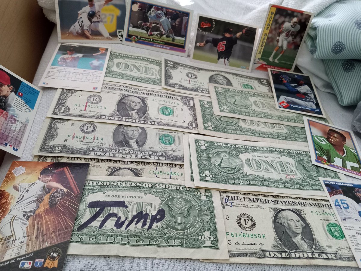 As ReaL#46 once Said , " Vote different , What have you got 2 Lose " TruMP45Cards + #45 Jersey$Buck ! 1 of each : 3.$ + S.A.S.E. Birthday Bucks 2 √ Need / 61446 / up to 6-14'22 ! Also Melania = 42670 - / 4-26 ' 22 / Aaron J. # 99/99 was born 4-26'92 ! These are $ 9.62 each , 007