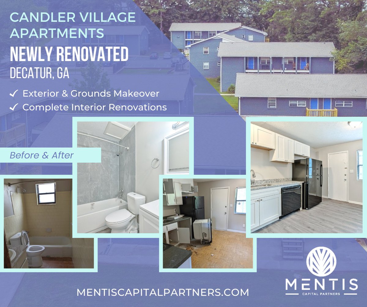 ✨ Here's a quick look at our 90-unit multifamily community in the Atlanta Metro area, Candler Village.  Mentis Capital has successfully implemented an extensive interior and exterior renovation program and we are seeing great results!