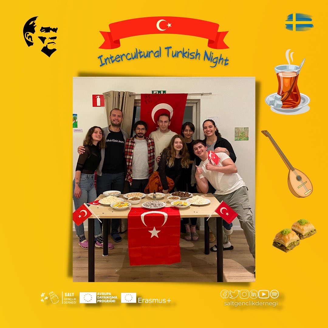 saltgenclik's tweet photo. İsveç’te devam eden ve ortağı olduğumuz “My Body My Earth” isimli Erasmus+ Gençlik Değişimi projemizin Uluslararası Türk Kültür Gecesi’nden kareler.. 📸🇹🇷🇸🇪🇪🇺🧿 #sweden #gothenburg #uspen #sverige #youth #erasmusplus #youthexchange #ErasmusDays https://t.co/DhTUWXFCS5