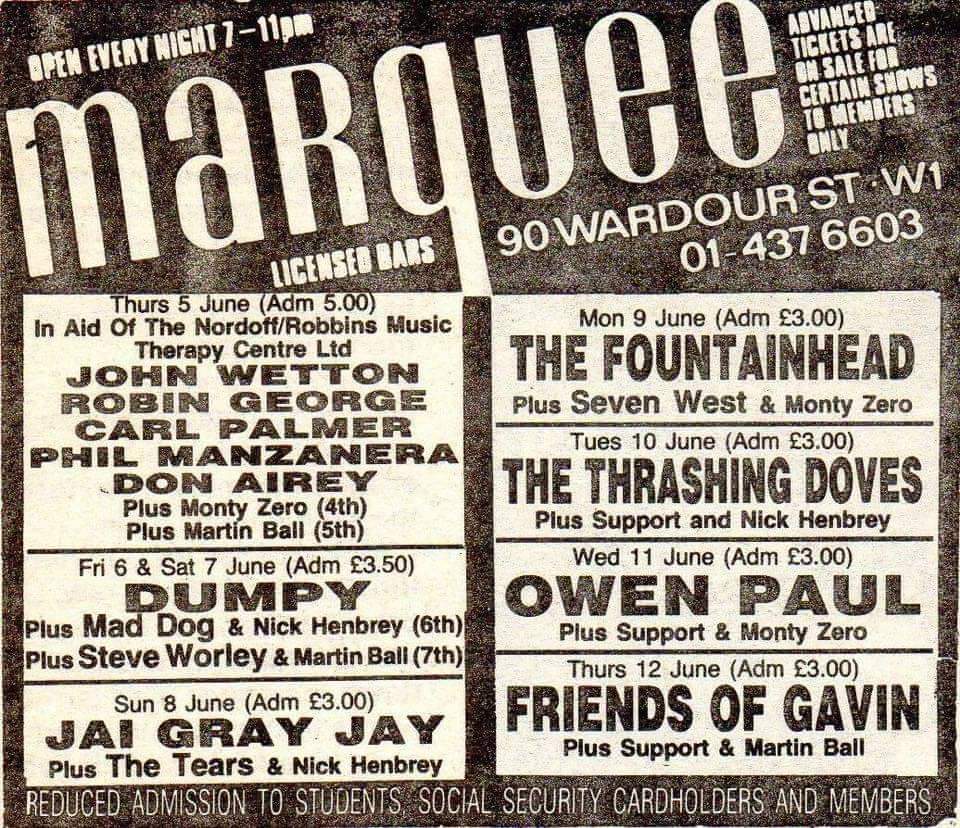 BillyBrownSongs's tweet photo. #ThrowbackThursday #FriendsofGavin Headlining the Marquee Another great venue sadly gone @NewWaveAndPunk @122Management @TrustTheDocUK @TheJoJoManBand @horde_barbarian @SunMusiRad @PunkRockClub @TroughtonTony @owenpaulreal @NME @Delerium65 @MrChelseaDagger @CFC_Rust @spizzenergi https://t.co/5YIFKwc3Su