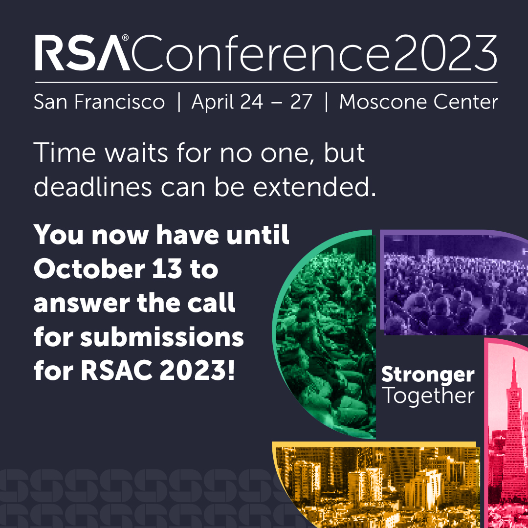 OneRSAC's tweet photo. Each year when we gather for #RSAC, we realize we're STRONGER TOGETHER. Speakers play a unique role in contributing to the strength of the industry. Advance the industry and your career by answering the Call for Submissions by TODAY'S deadline.  https://t.co/MyFuEFYMgP https://t.co/xyY4pKjRqC