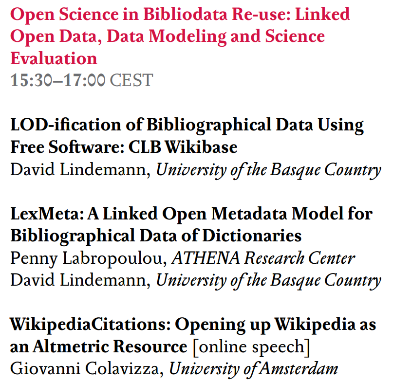 CzechLitBib's tweet photo. Mutual Learning Workshop for Improving Cultural Heritage Bibliodata - Day 2, Session II
We are just starting with David Lindemann speaking on #linkedopendata, @pennyl2467 on LexMeta Metadata Model and @giovanni1085 on #WikipediaCitations
@bibliodataWG @CzechLitBib @DARIAHeu https://t.co/0iKF5zRkpA