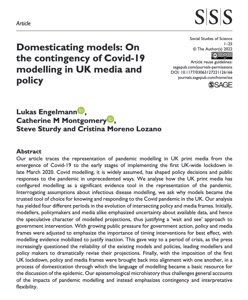 Lukas Engelmann (@engelmal81) on Twitter photo Publication day!
Hot off the press at Social Studies of Science <a href="/Soc_Stud_Sci/">Soc_Stud_Sci</a>, our #OpenAccess analysis of epi modelling in media and UK-#COVID19 policy.
With Catherine Montgomery, Steve Sturdy and <a href="/crinamoreno/">Cristina Moreno</a>
journals.sagepub.com/doi/10.1177/03… Publication day!
Hot off the press at Social Studies of Science <a href="/Soc_Stud_Sci/">Soc_Stud_Sci</a>, our #OpenAccess analysis of epi modelling in media and UK-#COVID19 policy.
With Catherine Montgomery, Steve Sturdy and <a href="/crinamoreno/">Cristina Moreno</a>
journals.sagepub.com/doi/10.1177/03…