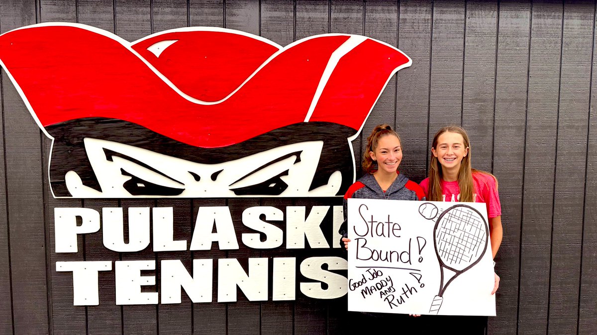 Heading down to State Tennis!! Go get ‘em Maddy and Ruth!! #RaiderStrong #PulaskiRedSea