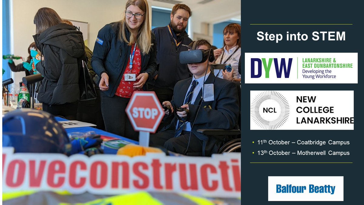 1johncairns's tweet image. Its been great to be involved with this weeks @DYWLED Step into STEM events as colleagues inc @BethanyWelsh14 &amp;amp; @MeganSimms16 promoted @balfourbeatty careers and engaged @nlcpeople pupils in events hosted at @NCLanarkshire campuses in Coatbridge and Motherwell.

#futureexperts