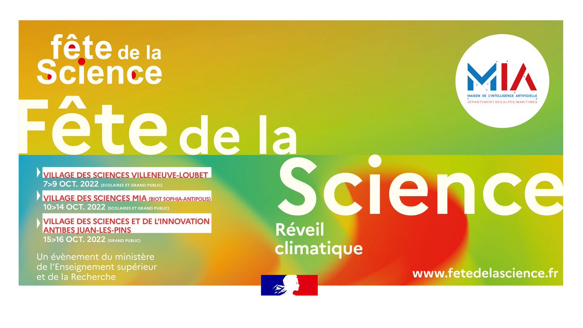 [#FDS2022] J-2 Retrouvez-nous ce WE au Village des Sciences et de l’Innovation d'Antibes Juan-les-Pins #VSI2022😍

📅Samedi 15 octobre de 13h à 19h
📅Dimanche 16 octobre de 10h à 18h

👥Ouvert au grand public, entrée gratuite
📍Palais des congrès Antibes Juan-les-Pins👉Stand 15