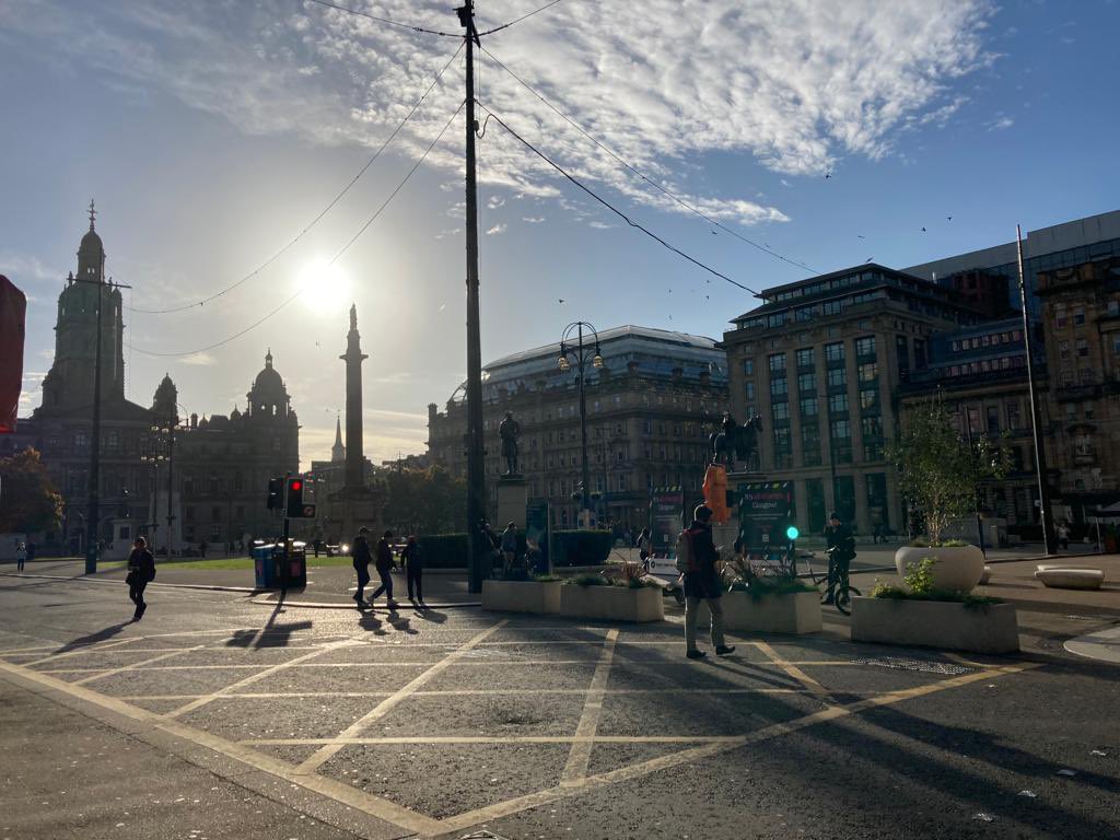 HousingOpsScot's tweet photo. Sunshine in Glasgow today for our team meeting. Here we are crossing roads, waiting for buses and admiring the view #HOSTeamMeeting #TeamWork oh, and we did have a meeting too with lots of team updates and welcoming our new intern https://t.co/pGPn89qcf3