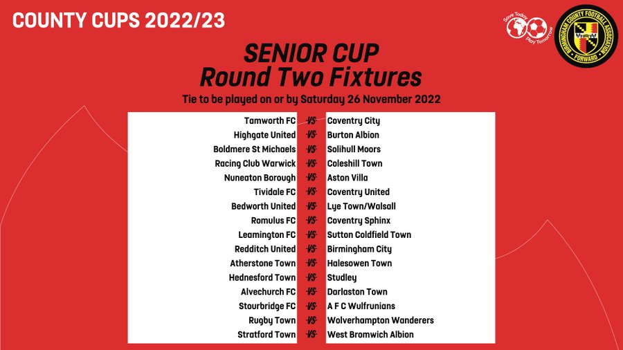 Senior Cup - Round Two Fixtures