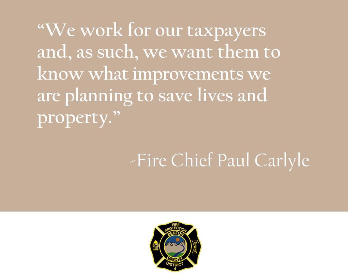 NEWS RELEASE: Benton County Fire District 4 invites the public to two upcoming meetings to discuss the 2023 budget. These meetings will be held at 6 p.m. on October 20 and November 3. bcfd4.org/2022/10/13/ben…