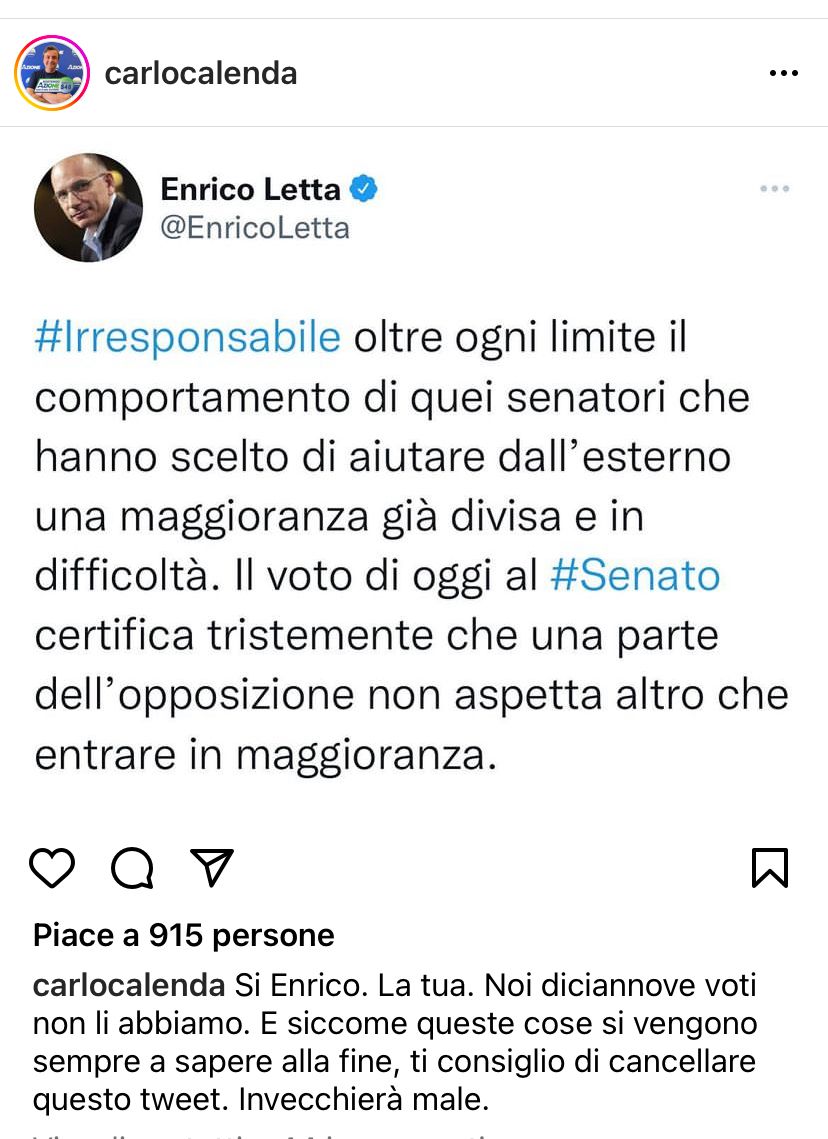lucianoghelfi's tweet photo. Sottile scambio di accuse fra #Letta e #Calenda sui voti dati a #LaRussa https://t.co/9RfskgUg5Q