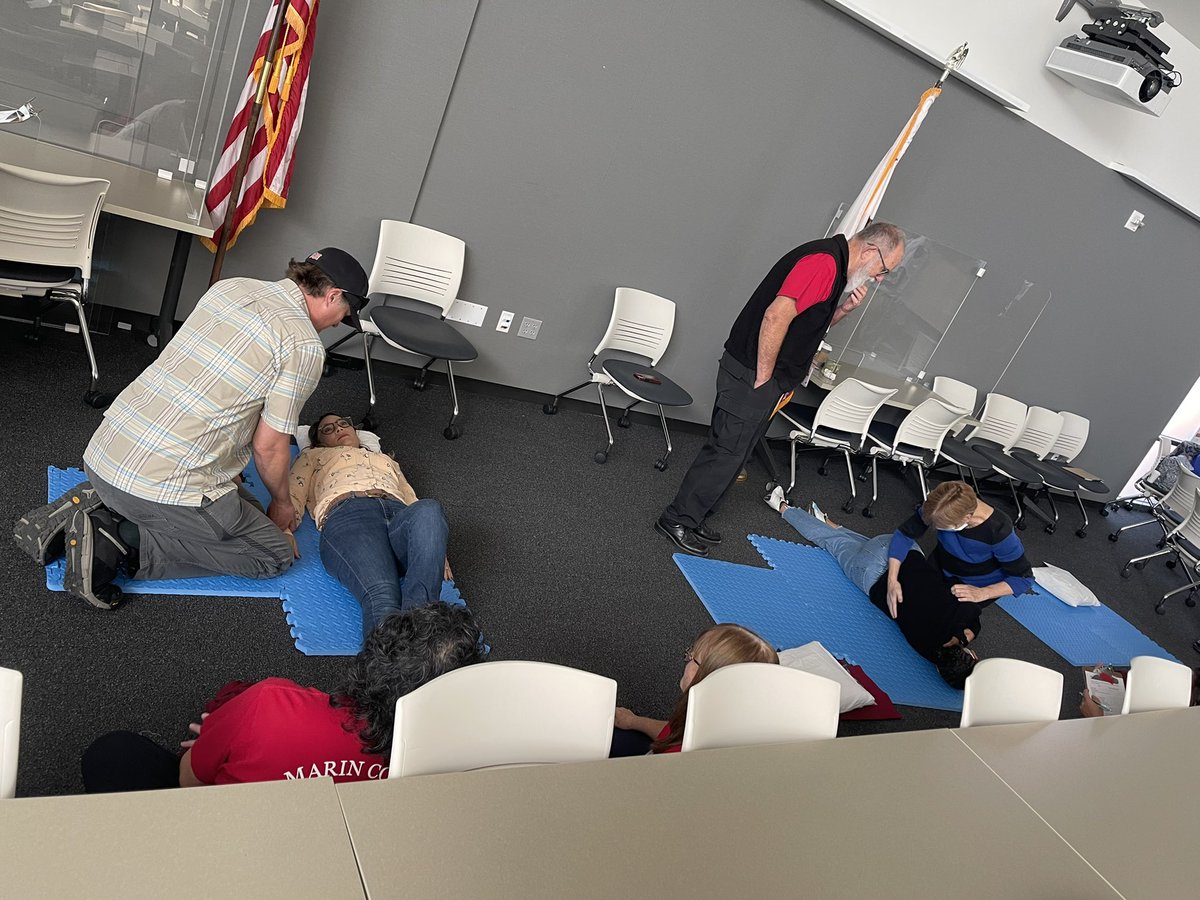 ChiefMarozick's tweet photo. Thank you Marin Medical Reserve Corps and the doctors and nurses who put on this class for college of Marin staff.  First Aid for Disaster Response (FADR) teaches hands on life saving skills, preparing us for emergencies. https://t.co/duGT6SawIf