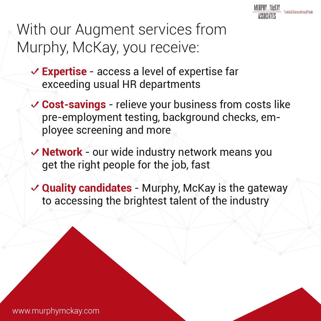 MurphyMcKay's tweet photo. With our Augment services from Murphy, McKay, you receive:
✓ Expertise  
✓ Cost-savings
✓ Network 
✓ Quality candidates 

👉 Find out further information about our services here: https://t.co/AaDdNAPfsC

#it #itinventory #technology #murphymckay #MurphyMcKayandAssociates https://t.co/gRvPLo3WDx