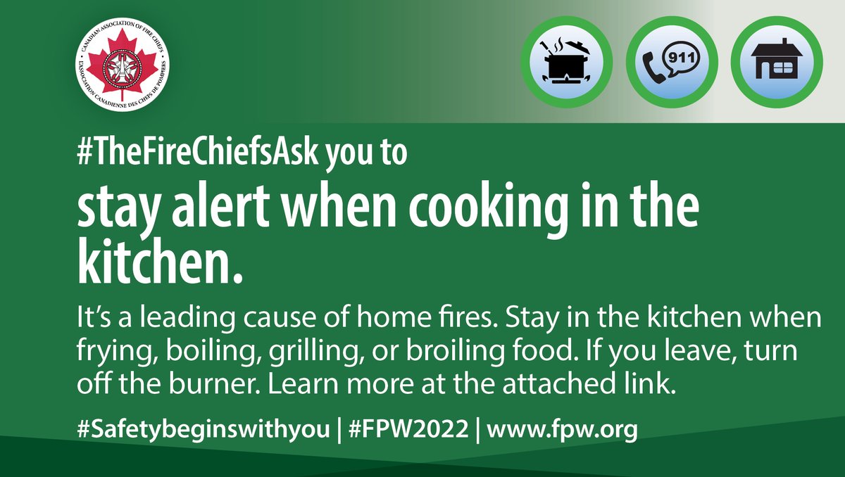 CaledonFireES's tweet photo. DYK that the #1 cause of home fires is unattended cooking? If you have to leave the kitchen turn the stove off, set a timer or take an oven mitt with you as a reminder that you have something on the stove. #TheFireChiefsAsk #Safetybeginswithyou #LookWhileYouCook https://t.co/GEPNwTUTRz