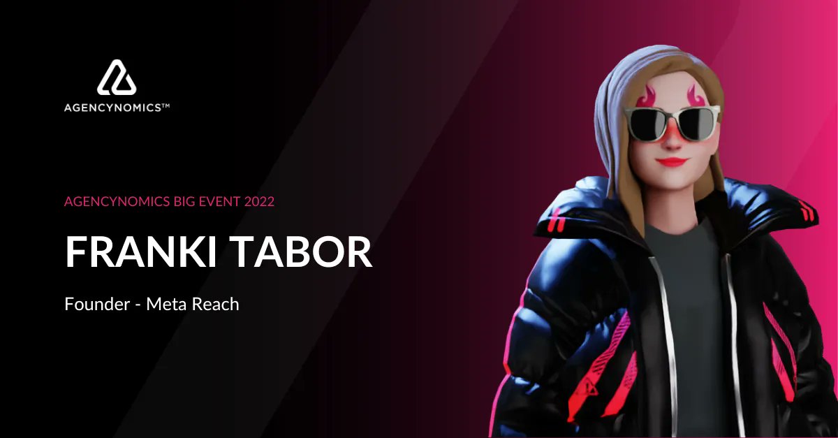 Meet the speaker

<a href="/FrankiTabor/">Franki Tabor</a> founded Meta Reach, a #Web3 network dedicated to helping brands remain relevant by exploring the future of marketing in the metaverse

Focusing on the metaverse, she’ll share a look inside this immersive space what it could mean for your agency