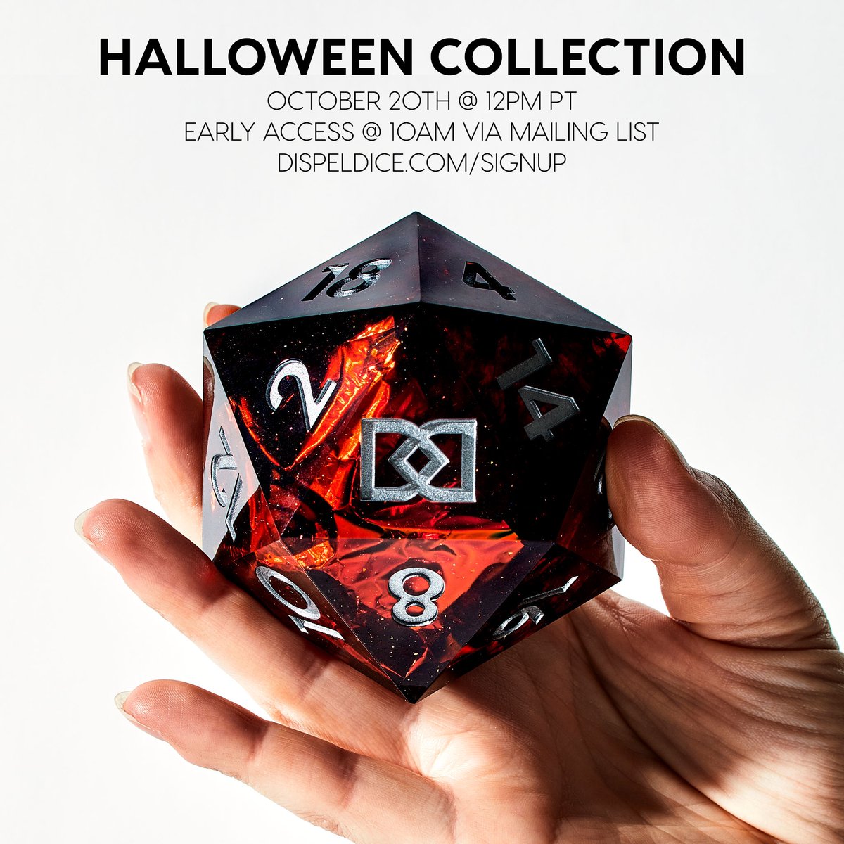 dispeldice's tweet image. 🎃 GIVEAWAY!  🎃

Winner gets to choose their favorite 95mm CHONK D20 from the launch!
Our Halloween Capsule Collection drops 10/20 @ 12PM PT! 

Early access via mailing list!

To enter, RT, like, follow, &amp;amp; tell us the scariest moment yet in your campaign!