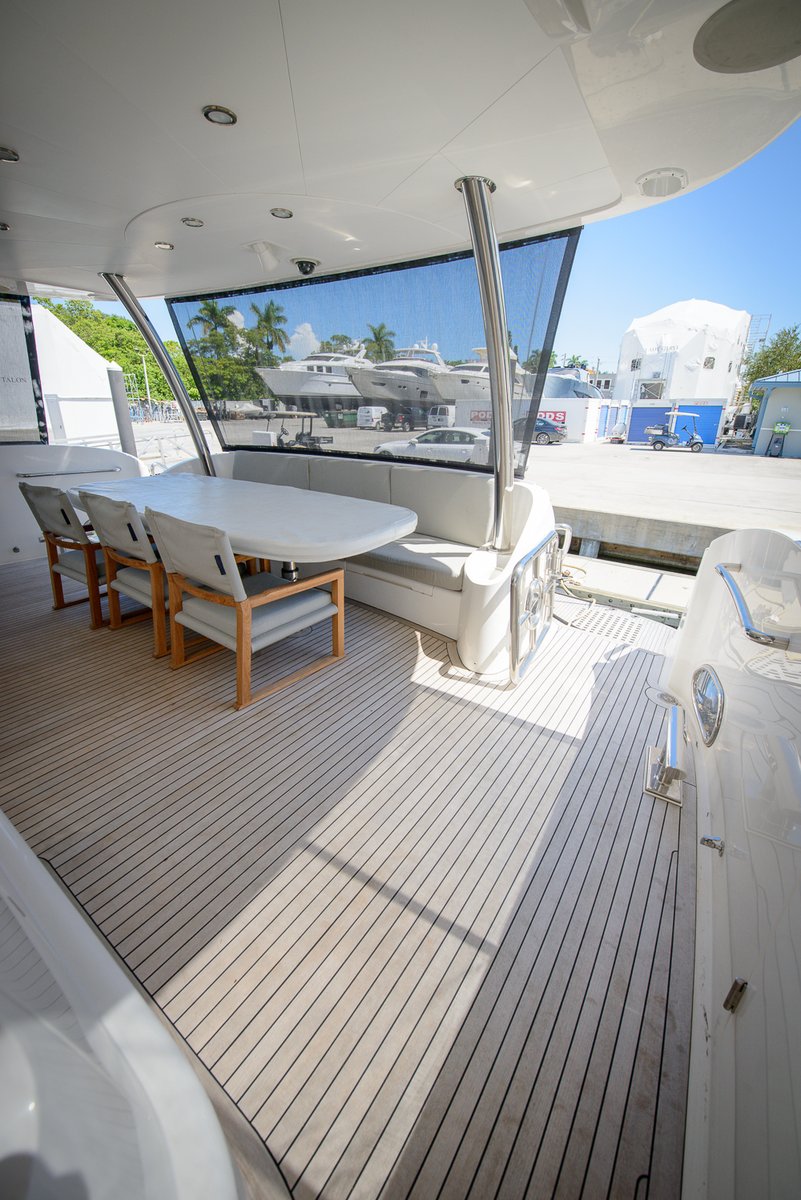 FostersYacht's tweet photo. Worked some magic on the aft-deck of this #superyacht. The #teak looks brand new! ...and that table is working hard to steal the show. ✨ Both turned out stunning! ✨ What a transformation to this already beautiful vessel. 🛥
#beforeandafter #yachtrefinishing #teakdecking https://t.co/arjnwXr6W0