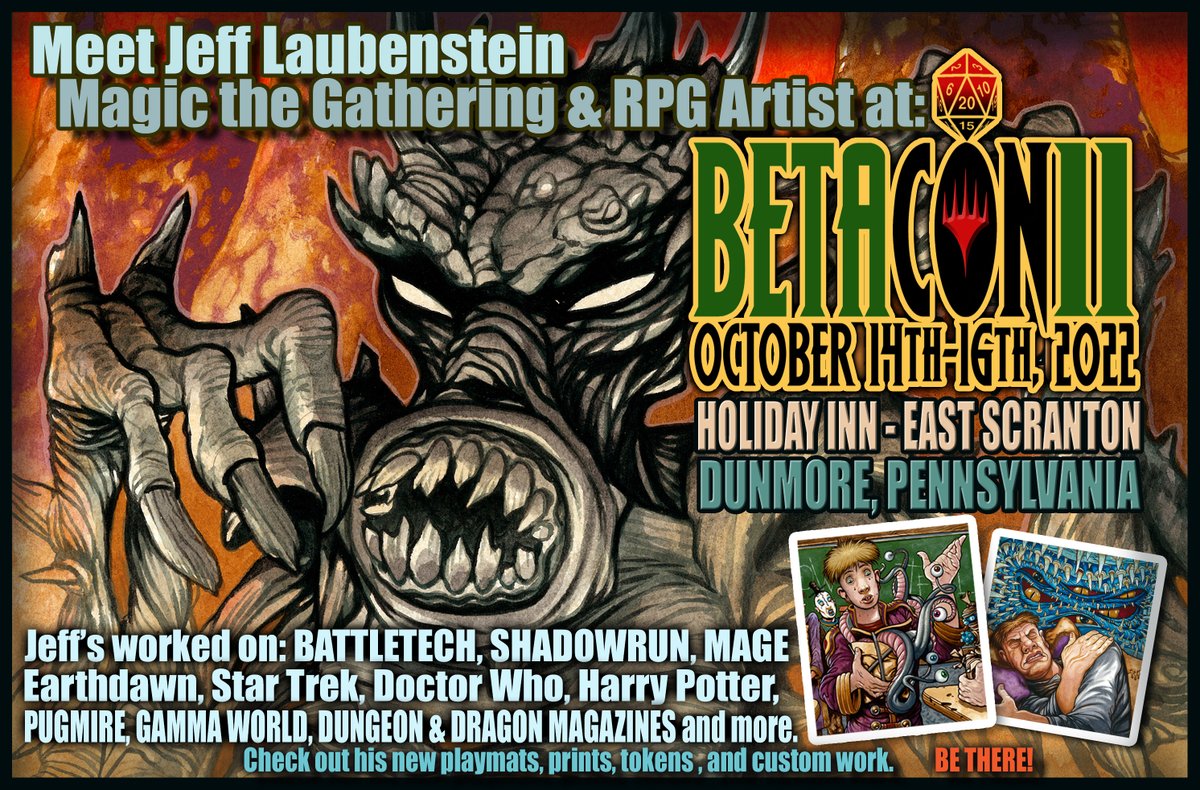 IllustratorJeff's tweet photo. This weekend it's #MTG, #RPG, #TTG, #TTRPG and #FUN! at #BetaCon. Come to Scranton and get your game on. See you there. https://t.co/Xy6yeK6gmB
