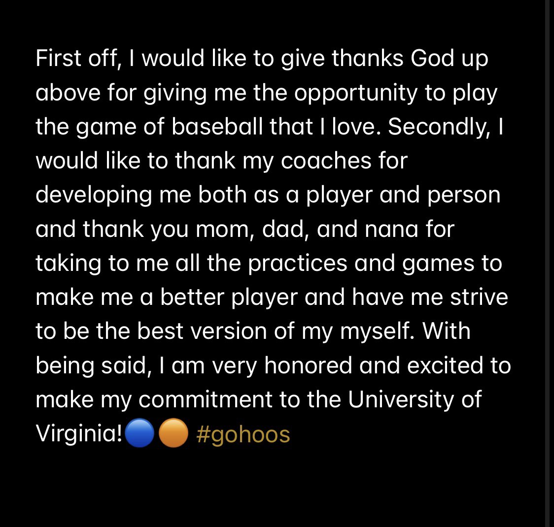 Committed!!🔵🟠⚔️ @pbrcolorado <a href="/PerfectGameUSA/">Perfect Game USA</a> <a href="/drudown1414/">Drew Dickinson</a> @UVACoachOConnor <a href="/cbabaseballco/">CBA Baseball (CO)</a>