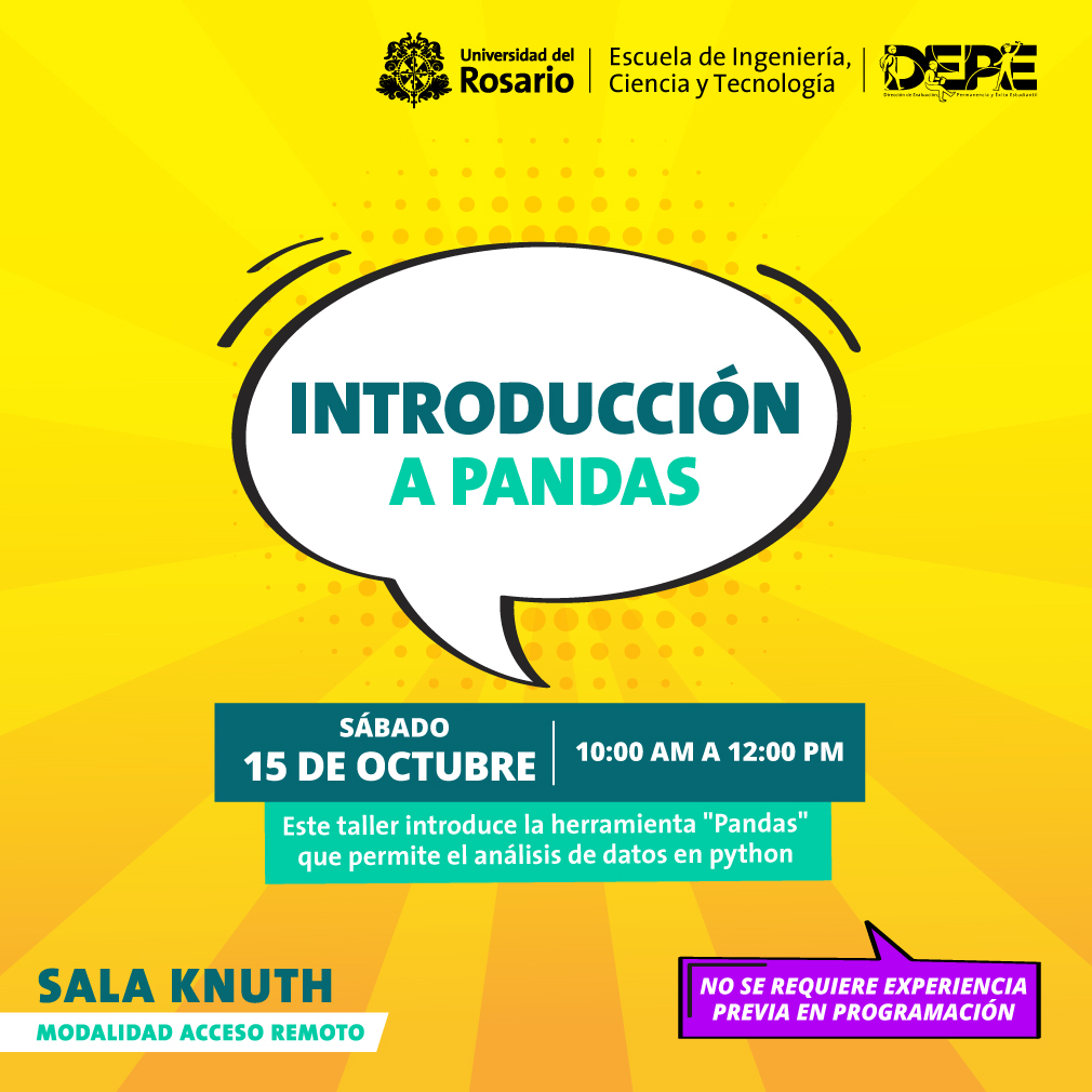 Este sábado te enseñaremos a sacarle provecho a tus tablas de datos usando Pandas.

Inscríbete sin costo aquí: shorturl.at/lpBDJ