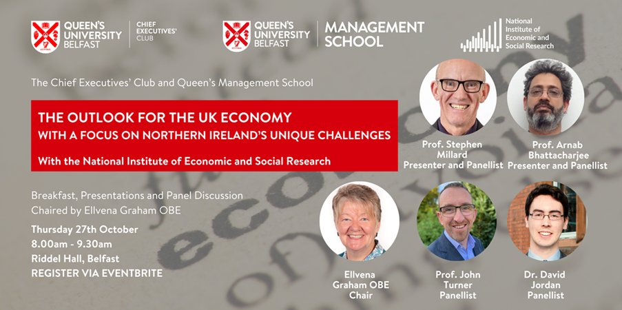 QUBBusiness (@qubbusiness) on Twitter photo On the 27th October we are hosting a breakfast event with <a href="/NIESRorg/">National Institute of Economic and Social Research</a> on the UK economy & the challenges faced by Northern Ireland.
Ellvena Graham will chair the panel, she will be joined by <a href="/EconSteveM/">Stephen Millard</a>, <a href="/EconArnab/">Arnab Bhattacharjee FRSA</a>, <a href="/ProfJohnTurner/">John Turner</a> & <a href="/DJordan_Econ/">David Jordan</a>.
ow.ly/nHlR50L95tm On the 27th October we are hosting a breakfast event with <a href="/NIESRorg/">National Institute of Economic and Social Research</a> on the UK economy & the challenges faced by Northern Ireland.
Ellvena Graham will chair the panel, she will be joined by <a href="/EconSteveM/">Stephen Millard</a>, <a href="/EconArnab/">Arnab Bhattacharjee FRSA</a>, <a href="/ProfJohnTurner/">John Turner</a> & <a href="/DJordan_Econ/">David Jordan</a>.
ow.ly/nHlR50L95tm