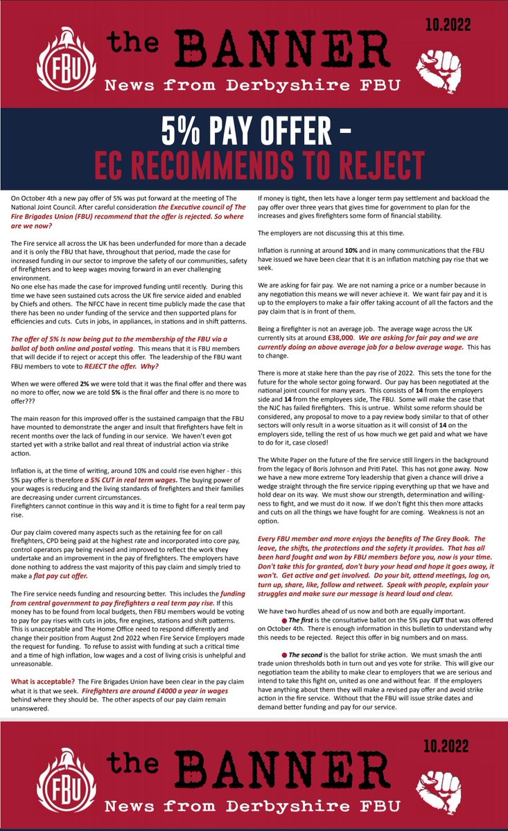 Latest Edition of Derbyshire FBU Banner. Please engage the information you are provided with. <a href="/DerbyshireFBU/">Derbyshire FBU</a> members.