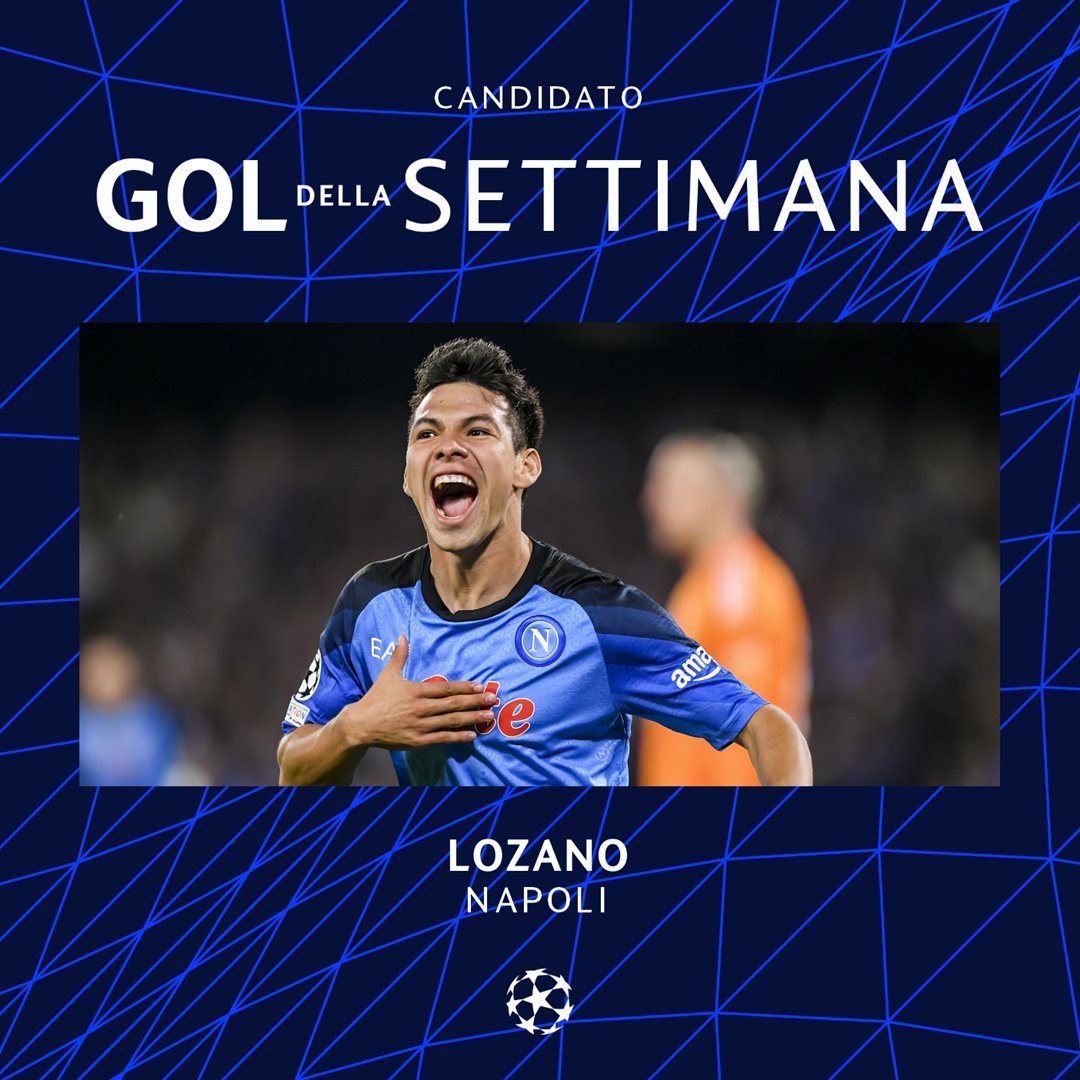 🥇 El gol de @HirvingLozano70, candidato al gol de la semana en la #UCL. 🔝🇲🇽 🗳 Voten por el Chucky en 👉 bit.ly/3TgYZTd