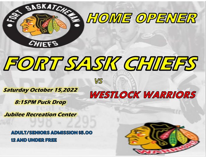 ‼️‼️Chiefs Home Opener this Saturday Oct 15‼️‼️
Chiefs play the always tough Westlock Warriors
🍻Beer Gardens will be Open🍻