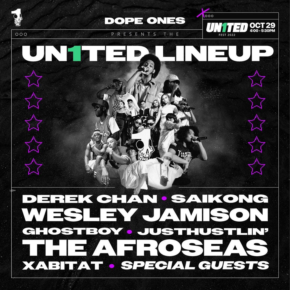 On Saturday OCT 29th, The Dope Ones will light up the main stage at <a href="/UN1TEDfest/">UN1TED Fest</a>. This Web3-curated music set will feature 18 established, HK based musicians that will give you a glimpse of what the world of #web3music has to offer.

#wearethemusic #dopeonesnft