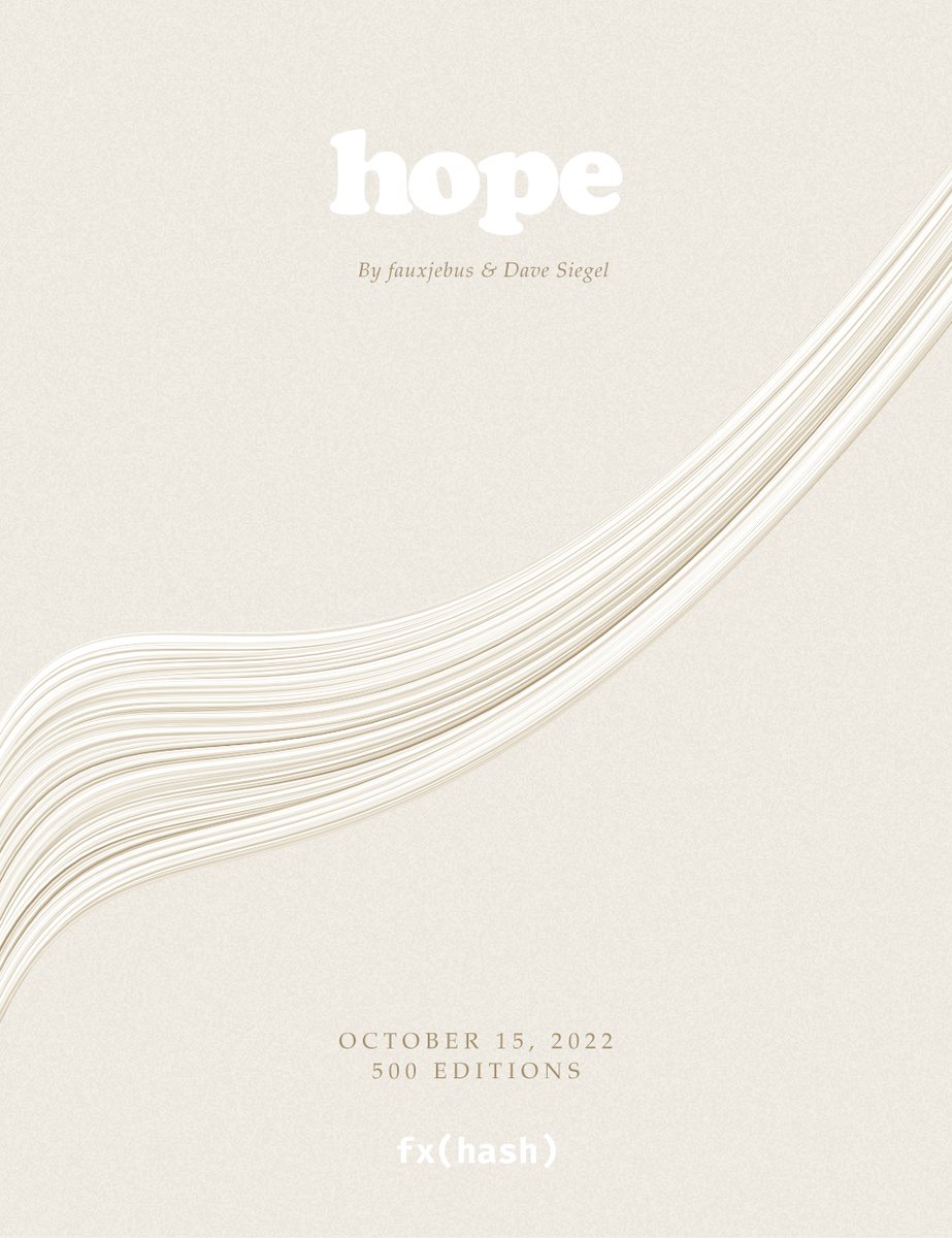 fauxjebus's tweet photo. Hope.
Opening this Saturday on @fx_hash_ 🤍
#genart #generativeart #genartclub #tezos #p5js #fxhash #fxhope https://t.co/I9cd16p7di