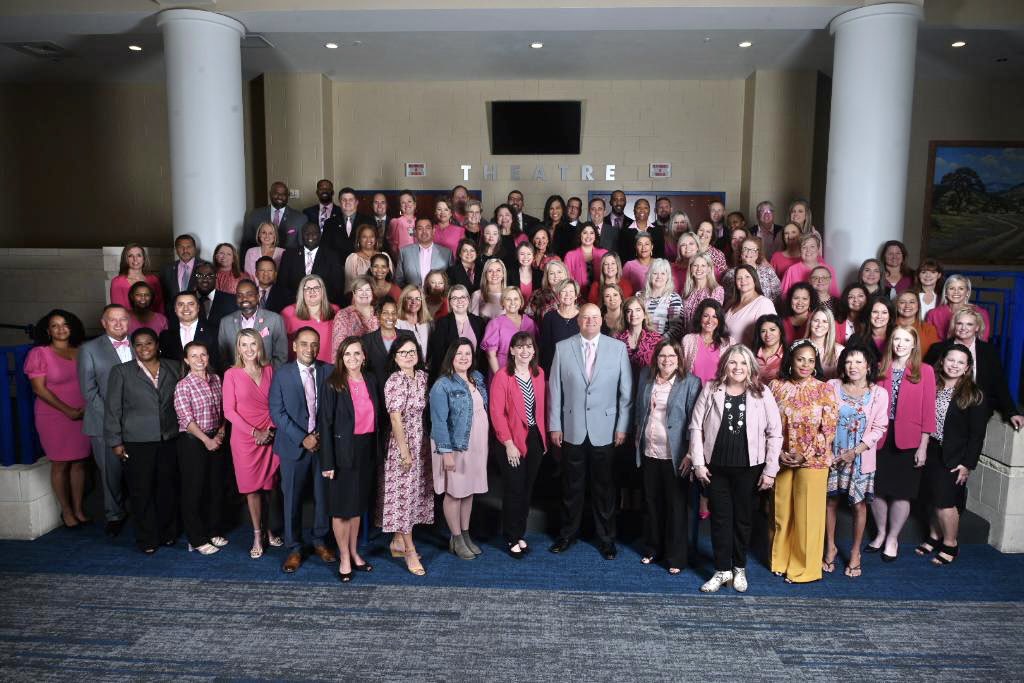 The @CFISDprin group shows support for those fighting breast cancer by wearing pink during #BreastCancerAwarenessMonth. #CFISDforAll