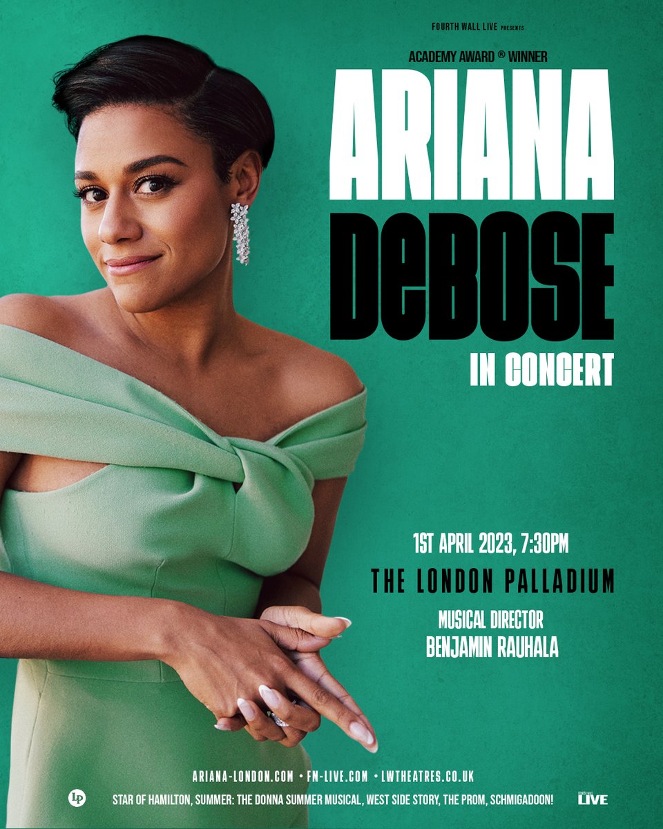 f_w_live's tweet photo. 🚨Breaking news🚨

@TheAcademy &amp; @BAFTA winner @ArianaDeBose will play her new solo show at the iconic @LondonPalladium / @LWTheatres on 1st April 2023.

Sign up for exclusive presale access NOW. Concert on sale at 10am on Weds 19th October. https://t.co/cwt7SsKedv https://t.co/wjCpx1PbiZ