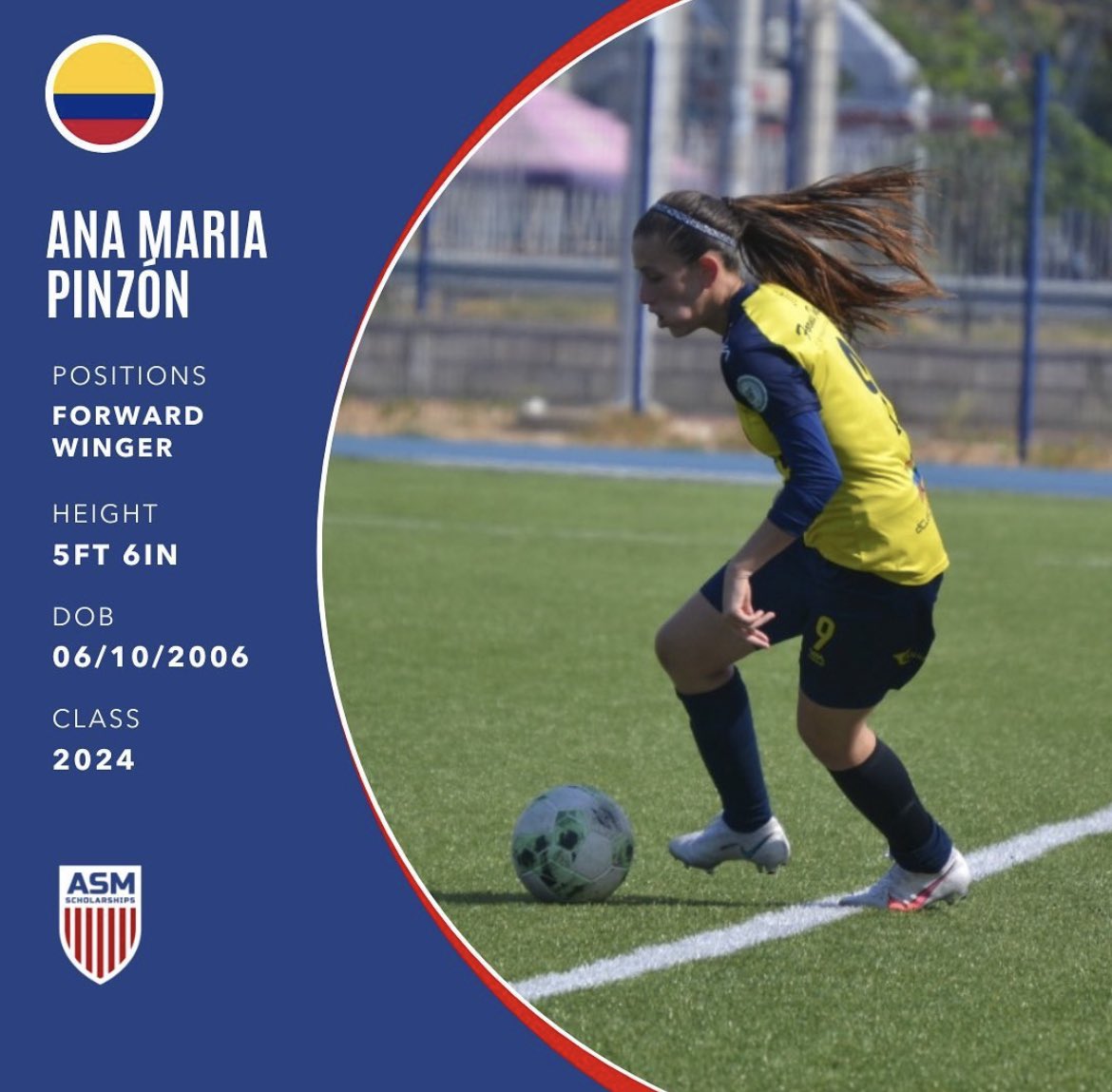 ASMSoccerTeam's tweet photo. ASM welcomes 2024 soccer recruit Ana Maria Pinzón (insta:anamariapinzonn) from Colombia 🇨🇴 
 Check out her profile here: https://t.co/VfD8X7jOM2

#soccer #naia #ncaa #njcaa #college #ncaasoccer #athletics #menssoccer #womenssoccer #collegesoccer #collegeathlete #recruitment #asm https://t.co/XoinT9d33m