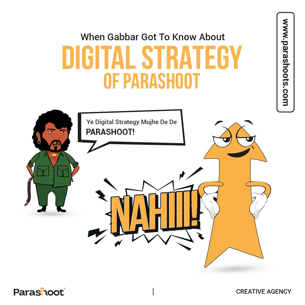 Parashoot_s's tweet photo. When Gabbar learned about our Digital Strategy for boosting the growth of the business.
Yeh Strategy mujhe de de Parashoot!!!!!
#Parashoots #Parashootstudios #visualization #branding #graphicdesign #marketing #illustration #animation #3d #logo #digitalmarketing #branding https://t.co/9QGfowcgig