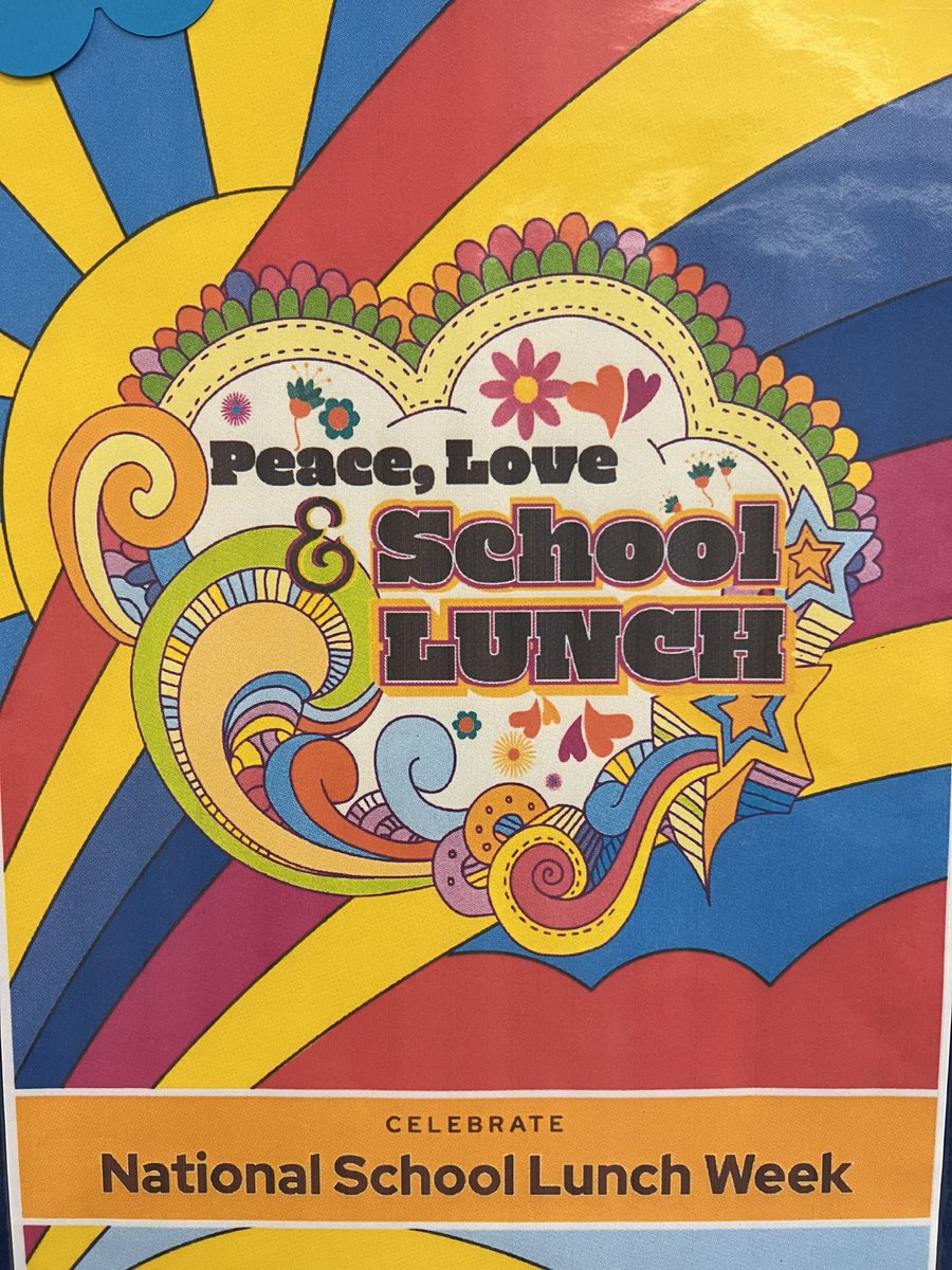 StaceyD3153's tweet photo. Join us in celebrating National School Lunch Week by dressing up in your favorite groovy style Friday! Peace, Love and School Lunch✌️❤️💚💙💛🧡💜✌️
@HarborViewES @CCSDConnects https://t.co/NO0mZqa1KB