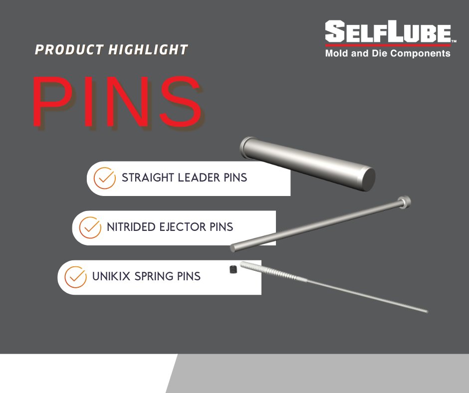 SelfLube's tweet photo. Go ahead and "pin" this post to read later when you need to replace pins, guide posts, or ejectors. 

We've got a variety of sizes available here, in inch and metric sizes: https://t.co/8o9YaOLcs1 

#SelfLube #Pins #MoldandDie #Ejectors #GuidePosts https://t.co/Yb2txJtthl
