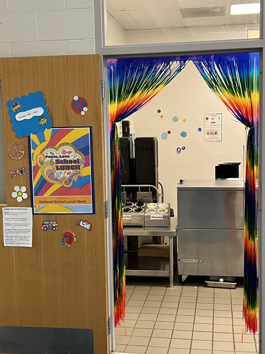 StaceyD3153's tweet photo. Join us in celebrating National School Lunch Week by dressing up in your favorite groovy style Friday! Peace, Love and School Lunch✌️❤️💚💙💛🧡💜✌️
@HarborViewES @CCSDConnects https://t.co/NO0mZqa1KB