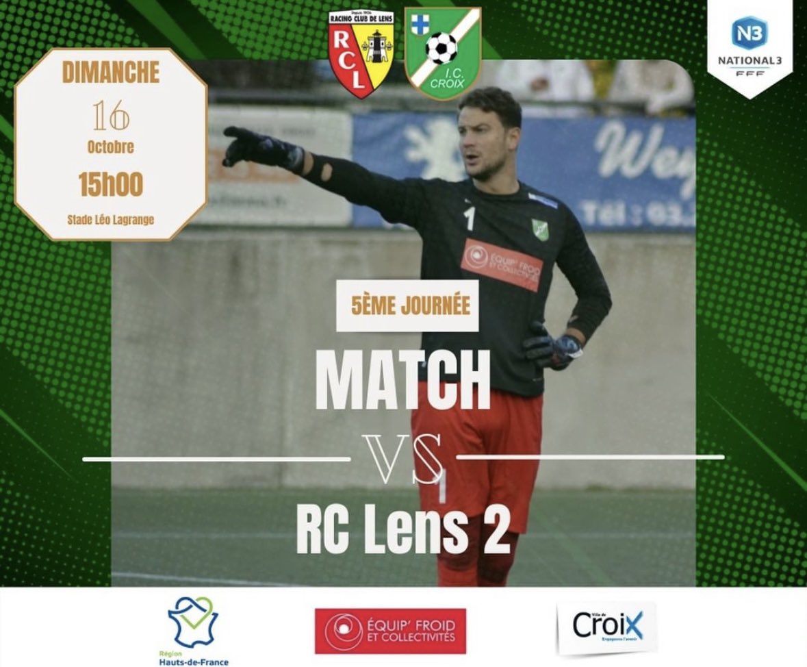 Match du week-end -
National 3 81
National 3
5ème iournée vs RC LenS 2
15h00
Stade Léo Lagrange