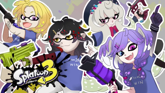 I'm rooting for you, Team 24!皆んな頑張れー!お祭り楽しんで#Artsuki#Reimural#drawluca#Akurylic#にじスプラ祭り 