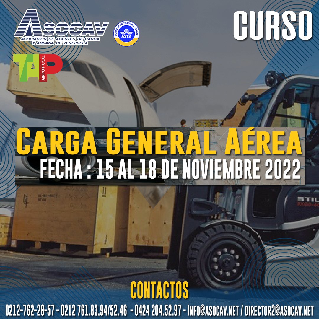 ASOCAV1's tweet photo. Inscripciones Abiertas Curso: CARGA GENERAL AÉREA
✅ INSTRUCTOR - HERMANN LERBS
🔺Fecha: 15 AL 18 DE NOVIEMBRE 2022
🔺Duración: 32 Horas
🔺Modalidad: Presencial
#CARGAGENERAL #CURSO #ASOCAV https://t.co/x1D1NbIHxM