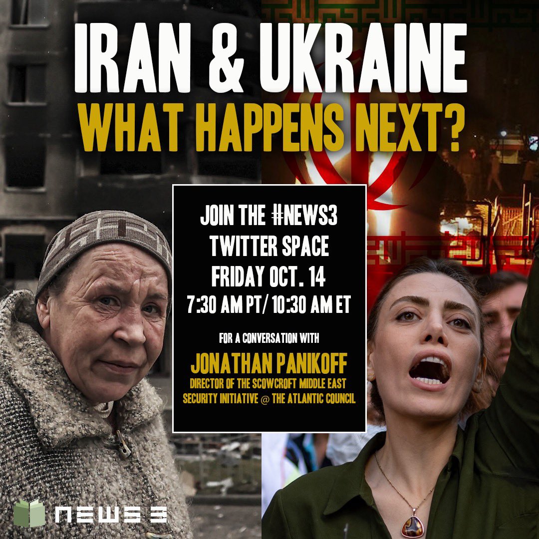 s_bingeable's tweet photo. Our last #News3 Space w/@jpanikoff was amazing… but we got rugged! So we are doing it again TOMORROW. Please join us as we try to bring context to these complex stories. #web3 #IranProtests2022 #UkraineRussianWar 

https://t.co/CzpJl80uDl https://t.co/5oQw09jyRI