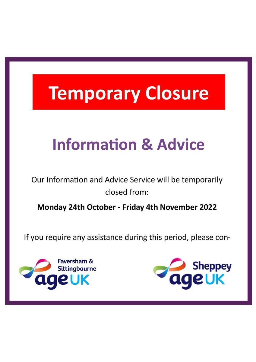 Due to the overwhelming amount of referrals we have had,  we will be temporarily ceasing all new referrals to the I&amp;S Service from 24th October. 
We envision that the cessation of new referrals will last 2 weeks and we hope to begin to take new referrals on 7th November. #AGEUKFS