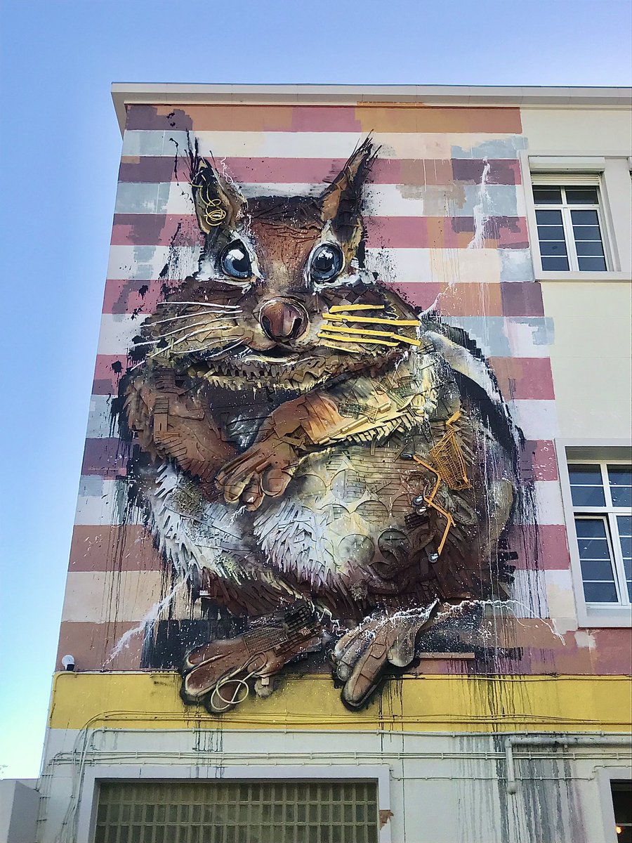 yetirhodanus's tweet photo. Amazing exhibition “Evilution”at Education Hub Lisbon. Bordalo II reminds us by his #trashart that without sustainability we’ll have problems. Thanxx Roman &amp; @chitrastern 🇨🇭 for presenting this to the public. #eduhublisbon #bordaloii #urbanart @CamaraLisboa https://t.co/9XaBC0dNj5