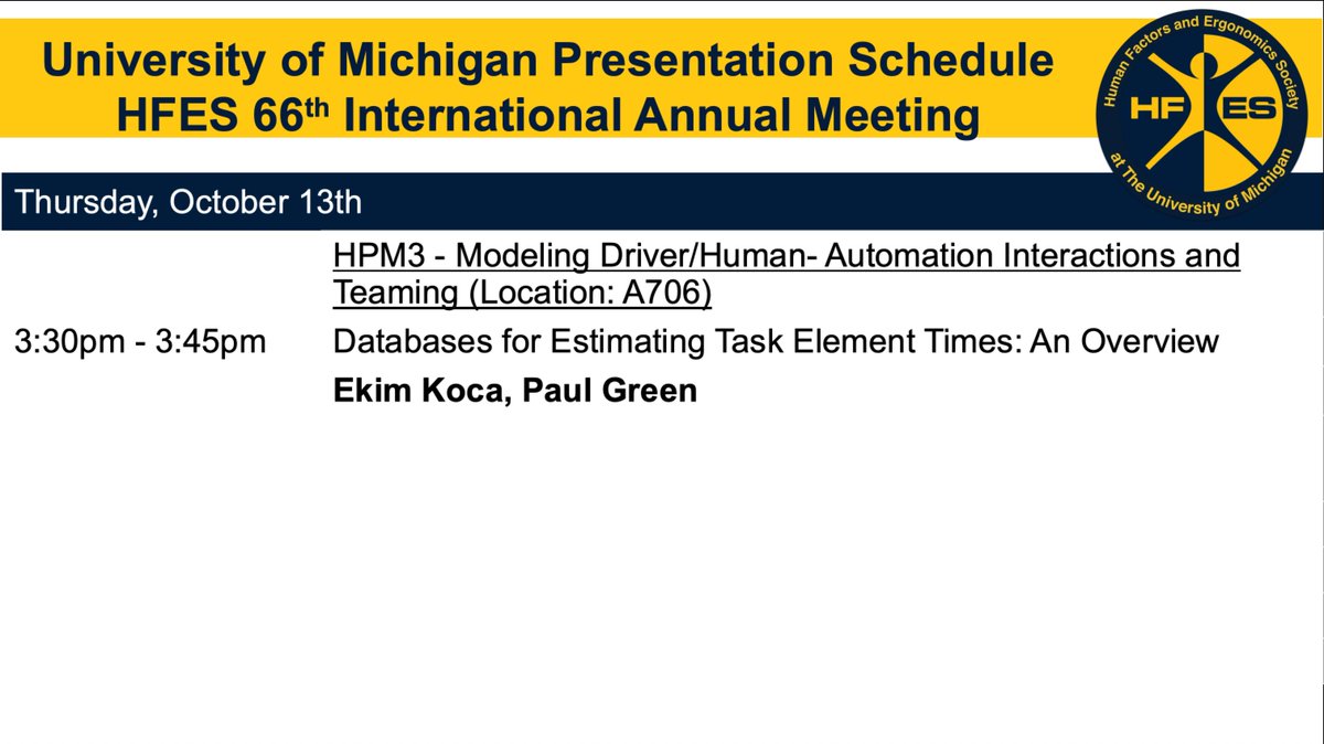 Check out the presentation by UM students and faculty on Thursday Oct 13th！
Credit: cohse.umich.edu/event/human-fa…