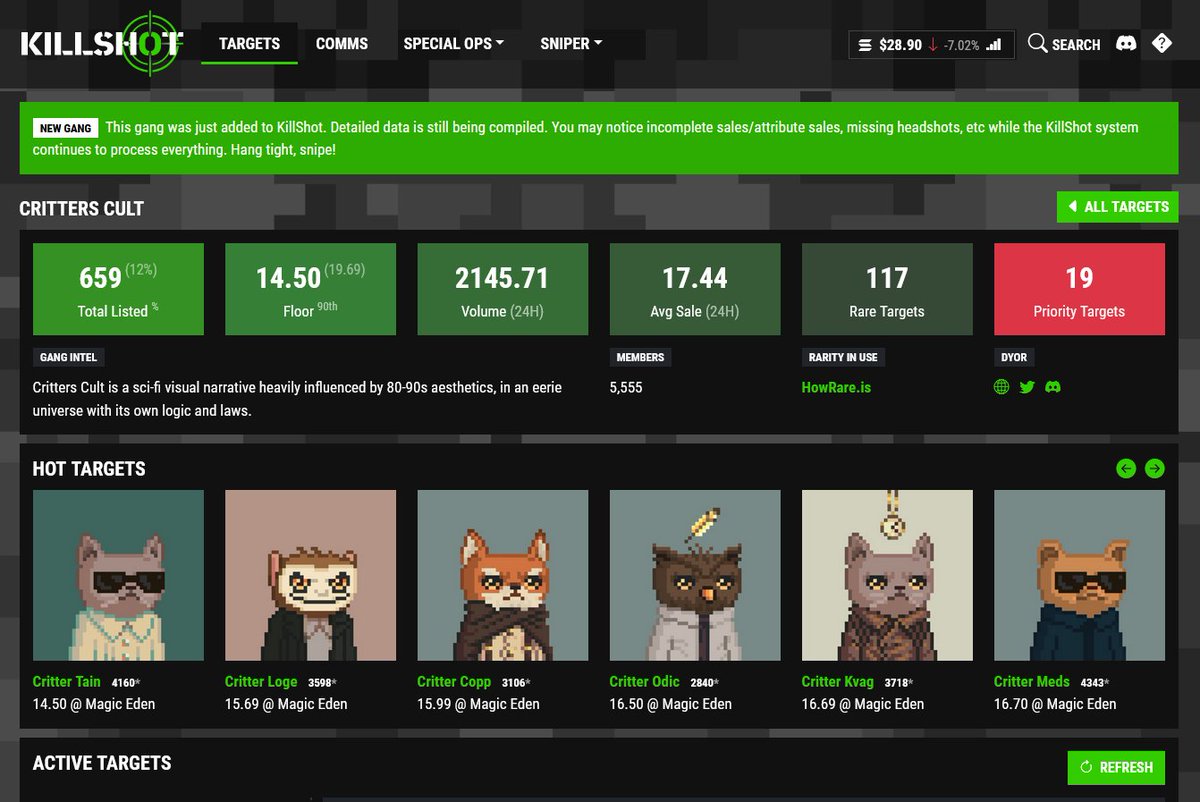 killshotai's tweet image. .@CrittersCult has been added to KillShot.ai

Happy sniping, snipers! 🔫