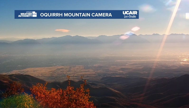 DaniRuberti's tweet image. HEADS UP: It’s back 🥴 Valley inversions are more noticeable this morning. You can see some of that pesky haze across the Salt Lake Valley from the Oquirrh Mountain camera. @fox13