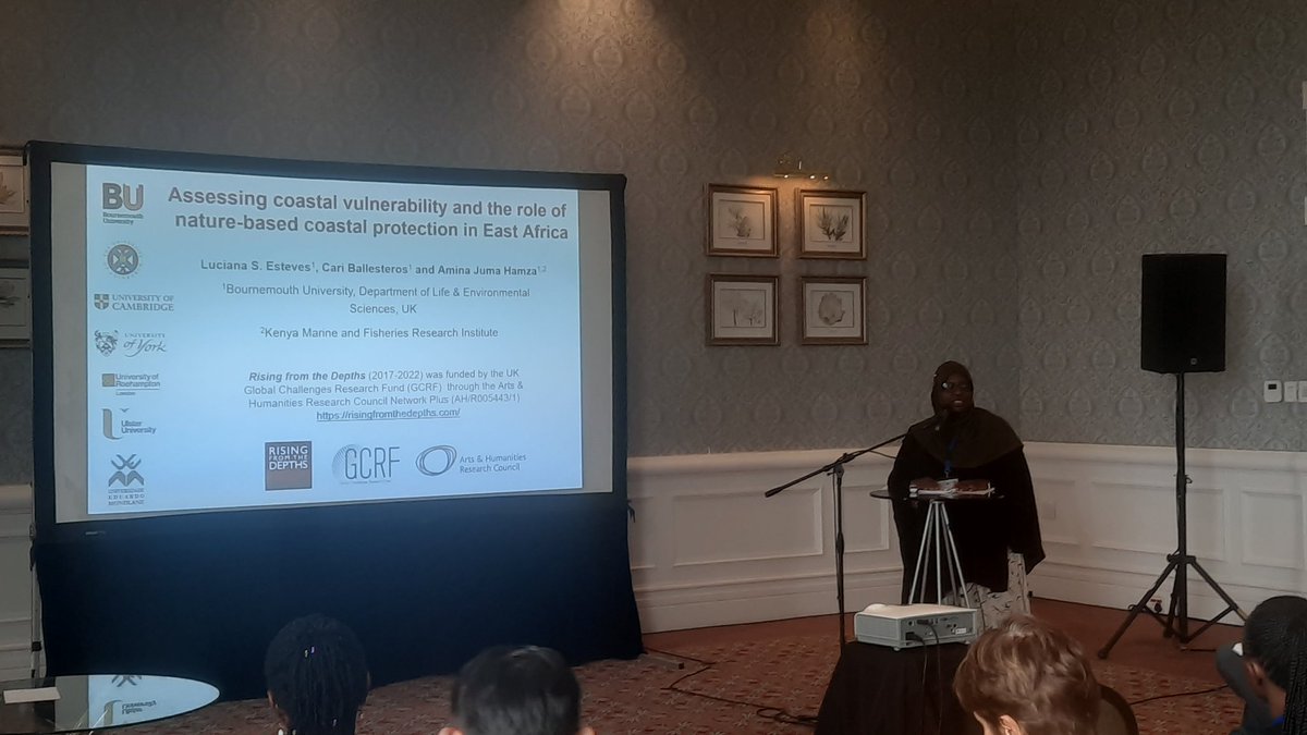 <a href="/KmfriResearch/">KMFRI</a> Scientist,  Amina Hamza, explaining nature based solutions for climate change. Climate change is real, the E.Africa region is at high risk of , climate change impacts. Care should be taken to reduce habitat coastal loss.#WIOMSA2022