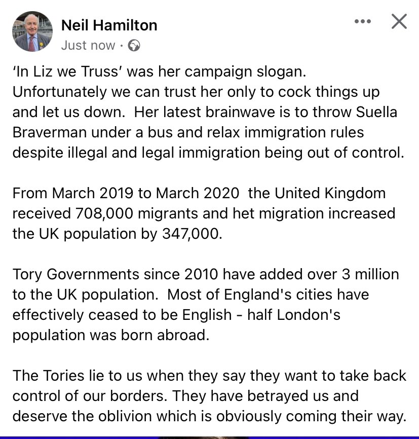 UKIP's tweet photo. Our leader @NeilUKIP responds to reports that Liz Truss is sidelining @SuellaBraverman on immigration. https://t.co/AW0eRE2i09