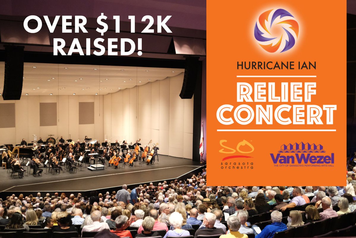 The Van Wezel &amp; <a href="/srqorchestra/">Sarasota Orchestra</a> held a special concert this past Friday to benefit #HurricaneIan recovery efforts. With a dollar-for-dollar match from <a href="/ThePattersonFdn/">The Patterson Foundation</a> -- the total amount raised was $112,000! 👏🏽👏🏽👏🏽  Thank you to everyone who made it possible.