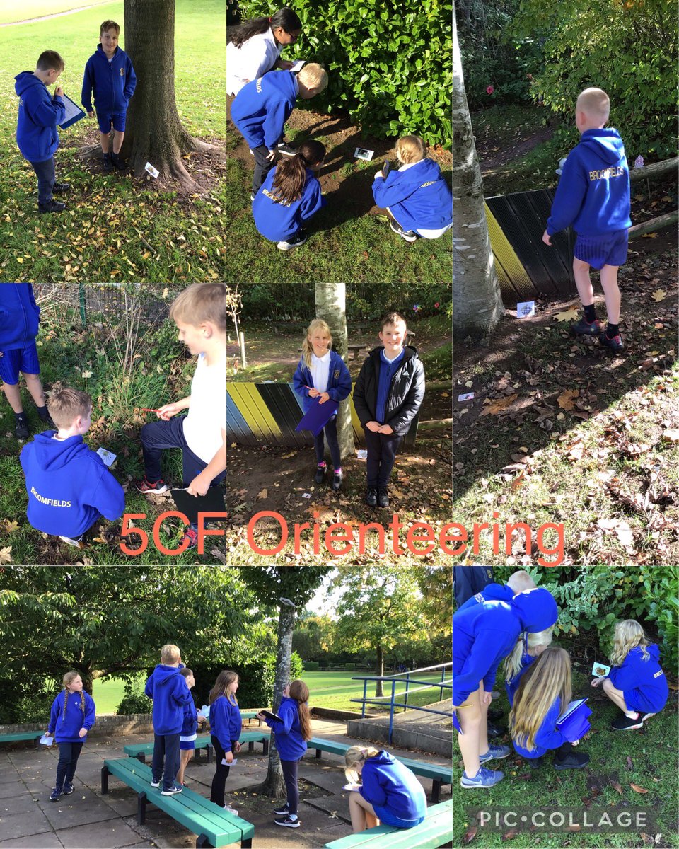 BroomfieldsJnr's tweet photo. After weeks of rain, 5CF finally managed their orienteering lesson linked to map skills in Geography. Everyone had a great time reading the co-ordinates to find the locations of the different pictures. #broomfieldsgeography https://t.co/gymLteBIJo